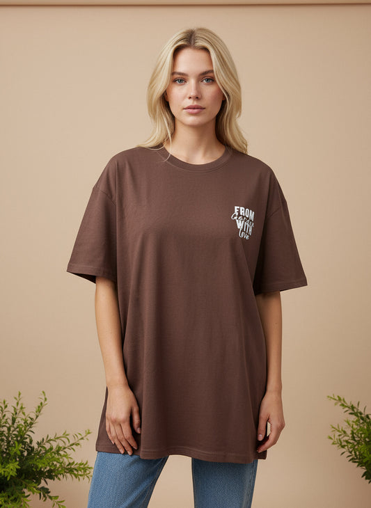 WTMG T-Shirt - "From Garden With Love" - Oversized - Braun